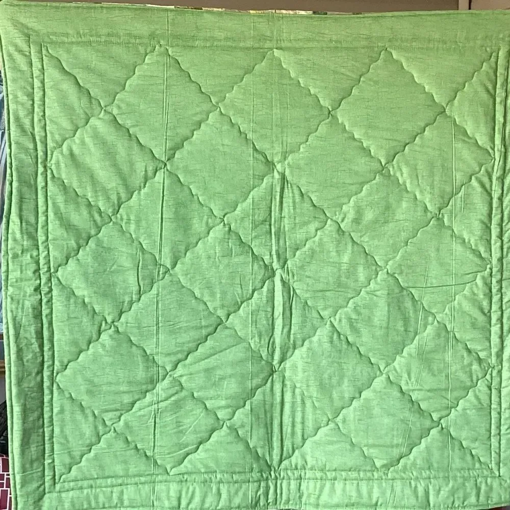 NWT Hand Crafted Greens and Golds Nature Prints Lap Quilt